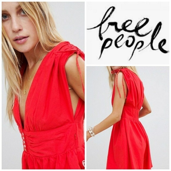 Free People Roll the Dice Red Linen Dress - Picture 6 of 6